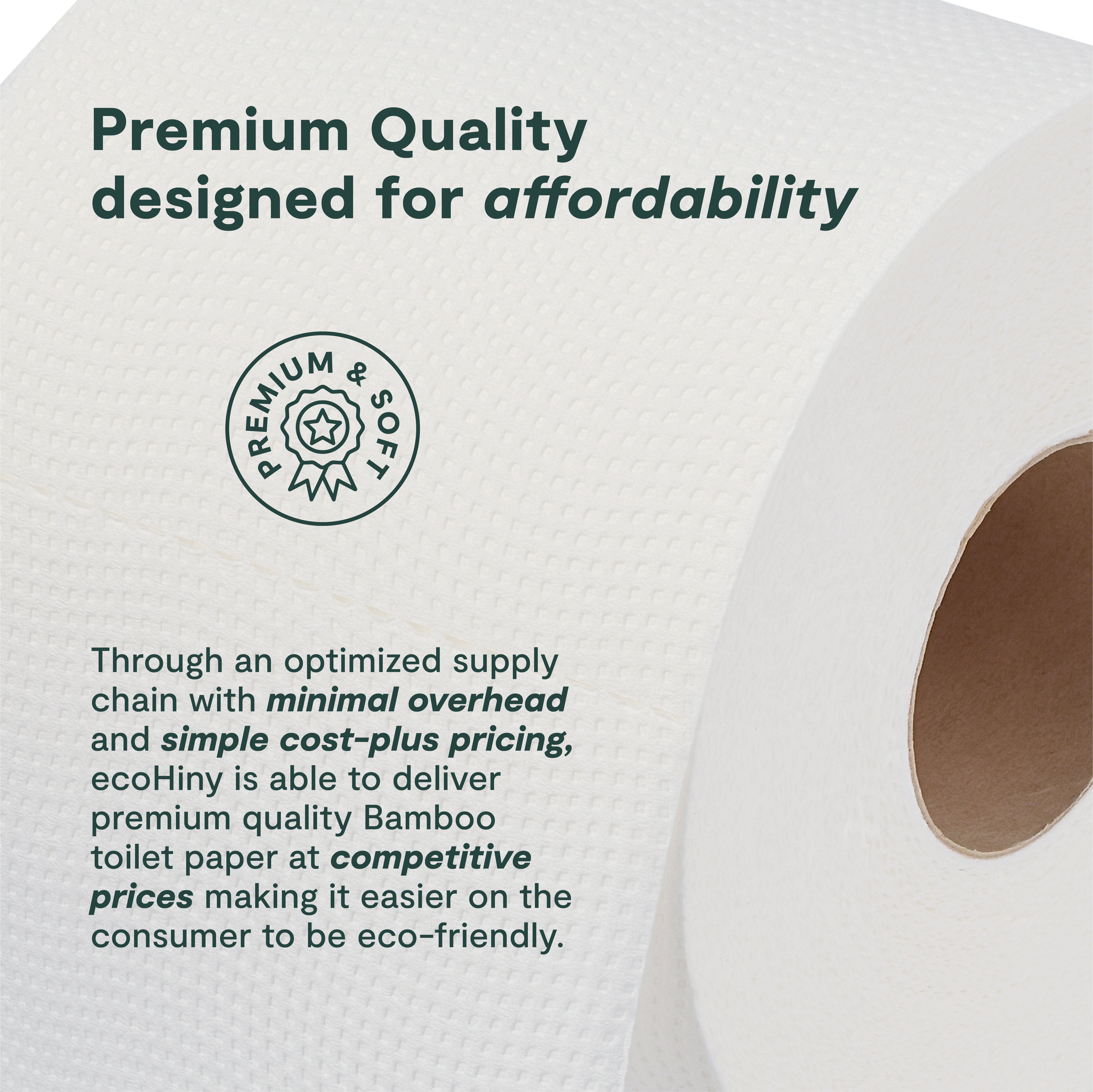 ecoHiny Premium Bamboo Toilet Paper | Mega Rolls, 3 PLY &amp; 350 Sheets